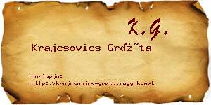 Krajcsovics Gréta névjegykártya